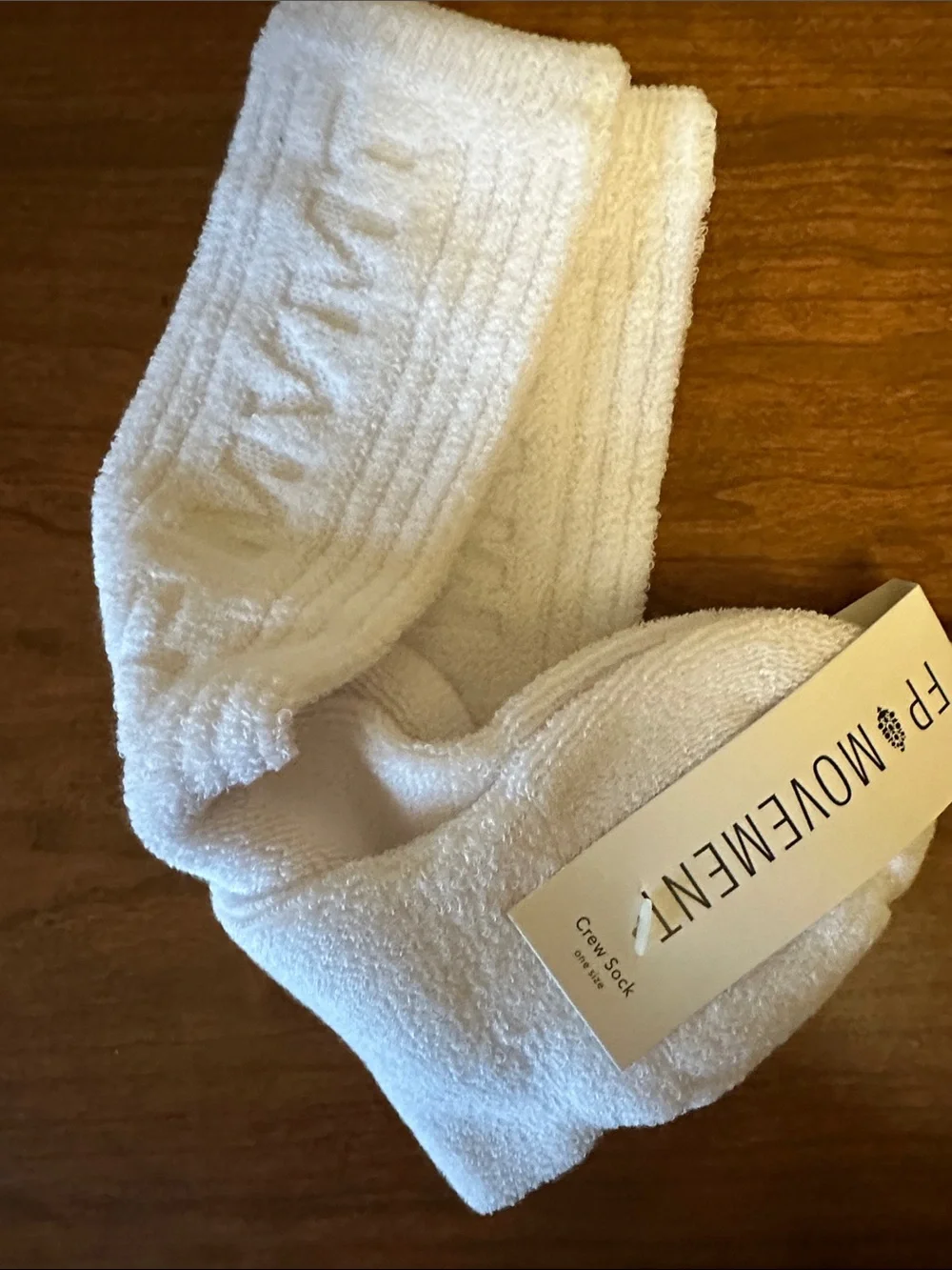 Free People Movement White Terry Recovery Crew Socks NWT